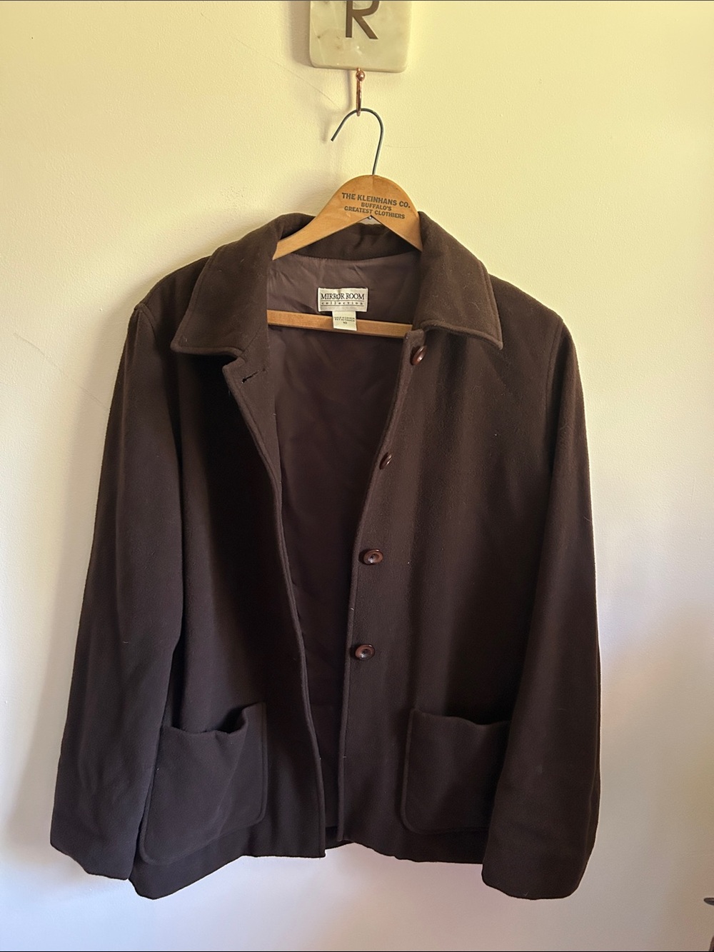 Vintage Dark Brown Women's Casual Button-Up Jacket- wool/cashmere blend